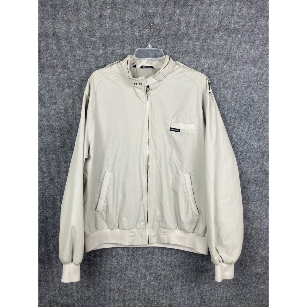 Members Only Racer Jacket Mens Large Long Cream Good Vintage Bomber Epaulettes